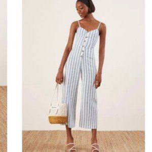 NWOT Reformation Striped Tyler Linen Jumpsuit